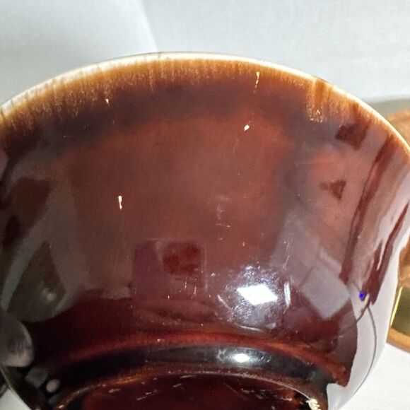 Vintage Art Pottery Brown Drip Glazed Round Vegetable/Serving Bowl 8.25”x2.5” - Picture 4 of 7